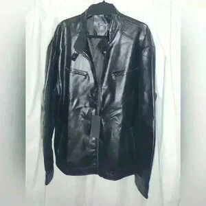 WULFUL Men's Stand Collar Leather Jacket Motorcycle Lightweight Faux Leather